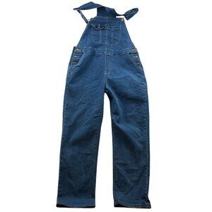 Womens Denim Bib Overalls Large Blue Casual Y2K Straight Leg Classic Stretch
